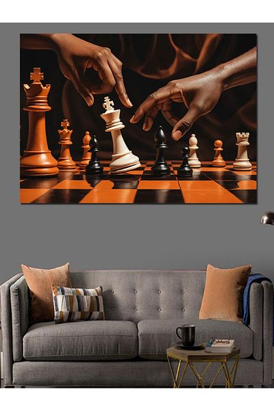 Tablomega Canvas Decorativ Art Chess Moves - MDF Lemn