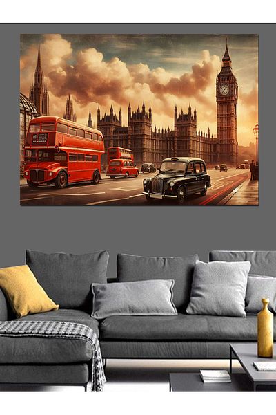 Tablomega Autobuzul din Londra și Big Ben Pânză Decorativă - Lemn MDF