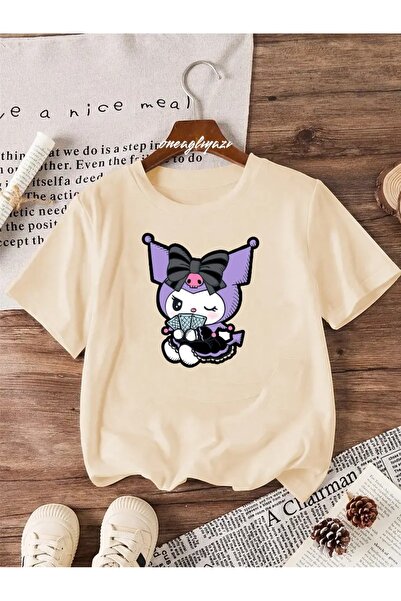 oneagılyazı Μωβ Kuromi Printed Παιδικό μπλουζάκι Oversize