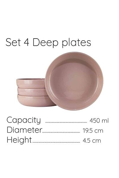 Cesiro Set of 4 deep plates 19.5 cm Glossy Pink