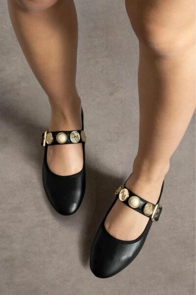 diya shoes Balerini de damă Jonke Black Accesoriu Detaliu Talpă Plată