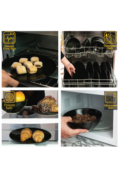 Cesiro Set farfurii 12 piese, pentru 4 persoane, Night, Cesiro, Negru Abis Mat