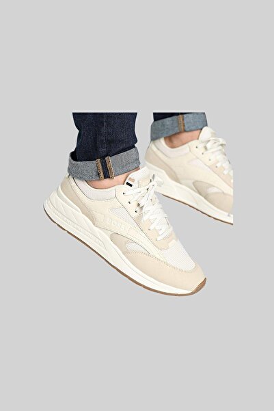 BOSS Marka Logolu Kurt Runn Erkek Sneaker Bej
