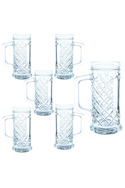 Cesiro Set 6 halbe din sticla cu model in relief, Cesiro, 400 ml