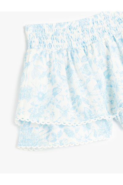 Koton Lastikli Bel Regular Fit Mavi Kız Çocuk Şort 5SKG40052AW