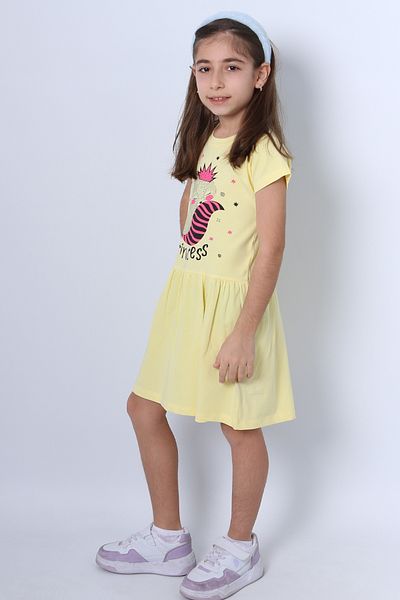 HÇM Girl's Dress Ruffled Kitten Printed A18