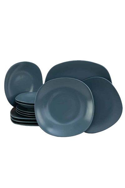 Cesiro 12-piece plate set, for 4 people, Ice Gray, Cesiro, Matt Gray