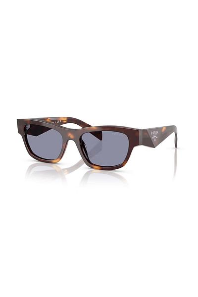 Prada Pr B09S 15W03N 54 Unisex Oval Crushed Brown Bone Sunglasses