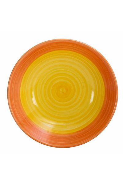 Cesiro Deep plate White with yellow/orange spiral, 21 cm