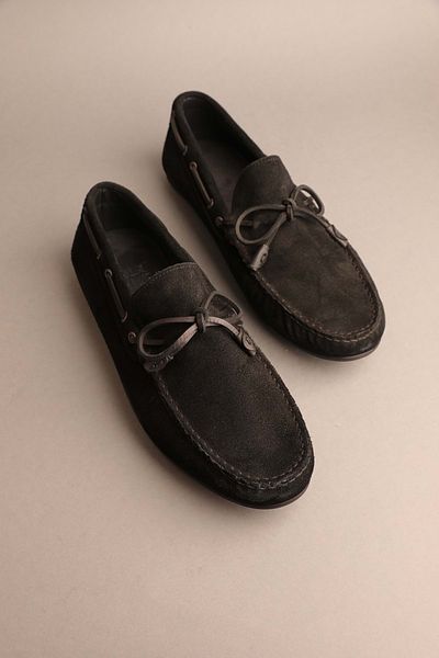 Gondol Loafer clasic pentru bărbați din piele naturală, piele de căprioară neagră 41 ttx.257
