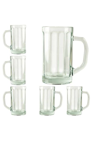 Cesiro Set 6 halbe de bere 500 ml, Transparent