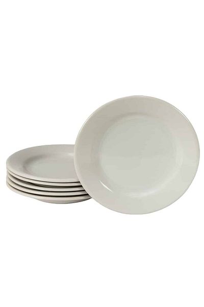 Cesiro Set of 6 Glossy White Dessert Plates, 19 cm