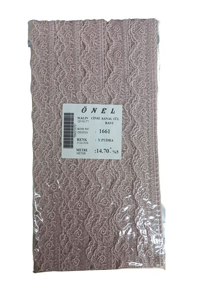 Store Lace Polyester Virtual Tulle Tape Y.Pudra 14.70 Meters Width 6 cm On-1661-Pu