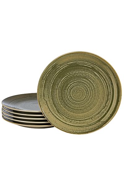Cesiro Set of 6 wide plates, 26 cm, Sand, Cesiro, Ivory White and Greenish-gray