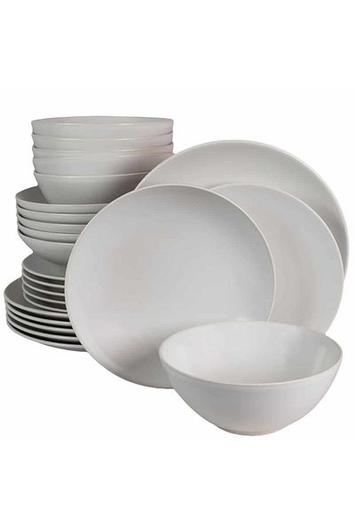 Cesiro 24-piece plate set, for 6 people, Snow, Cesiro, Matt White