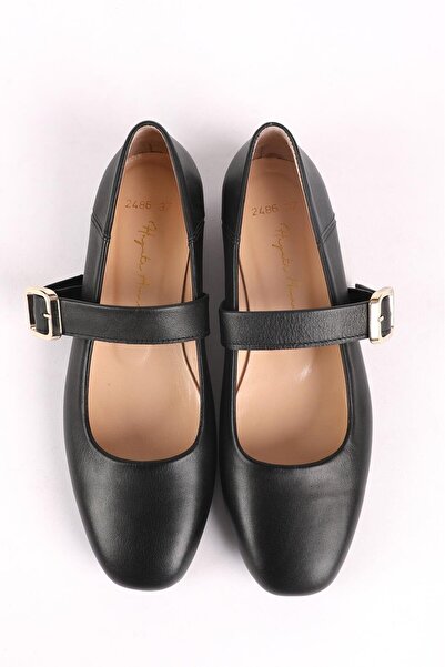 Hayati Arman Women's Genuine Leather Top Strappy Ballerinas Black