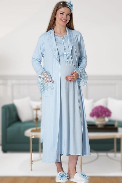 Pelin Set de cămașă de noapte pentru maternitate, elegantă, cu detaliu din dantelă