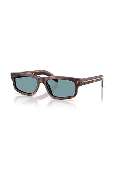 Prada Pr B11S 15W04D 55 Unisex Rectangular Brown Bone Sunglasses