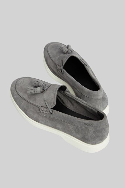 BOSS Erkek Deri Loafer Gri