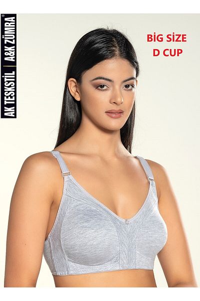 A&K ZÜMRA Women's Wire-Free Non-Support Combed Cotton Gathering Bra D Cap