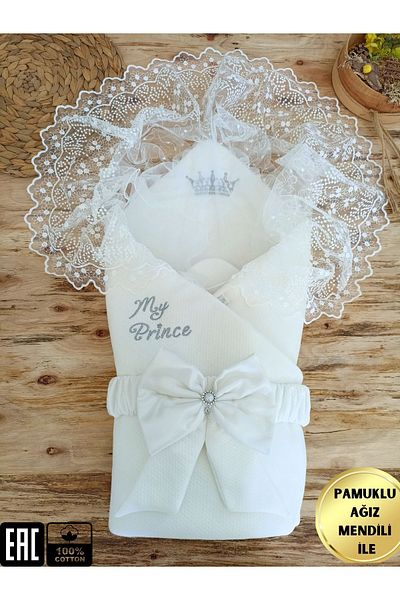 Tomuycuk Baby Boy Blanket - Lace, Mawlid, Hospital Discharge, Newborn 100% Cotton Gift