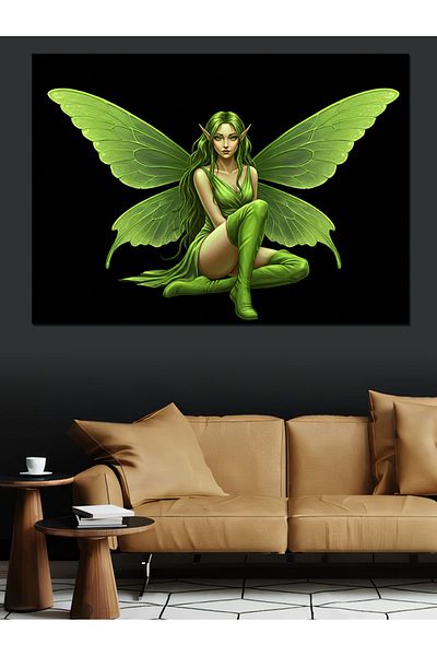 Tablomega Διακοσμητικός καμβάς Green Winged Fairy - Ξύλινος πίνακας MDF