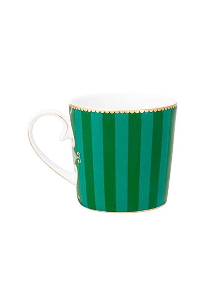 Pip Studio Porcelain Mug, , Stripes Green, 150 Ml, Love Birds Collection