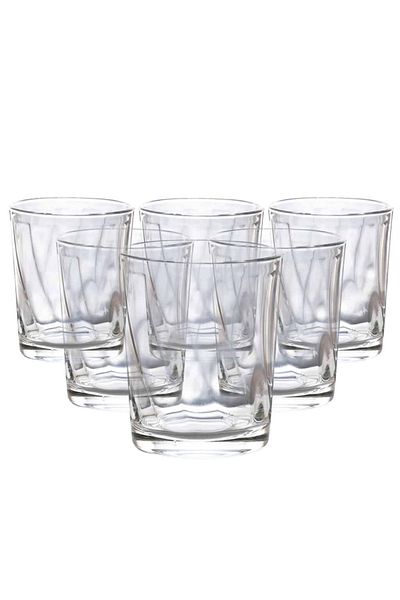 Cesiro Set 6 pahare din sticla cu model de 155 ml, Cesiro