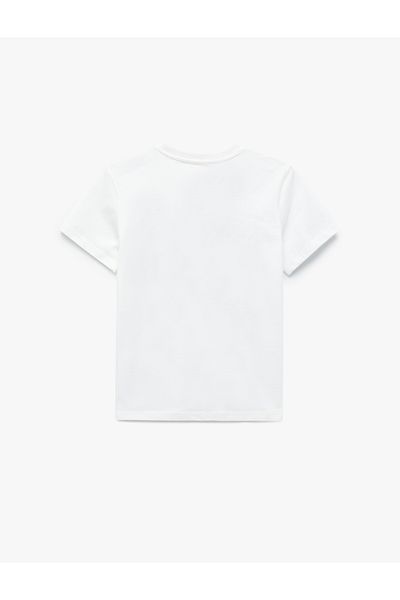 Koton Tricou cu mânecă scurtă, cu decolteu, cu imprimeu de baschet