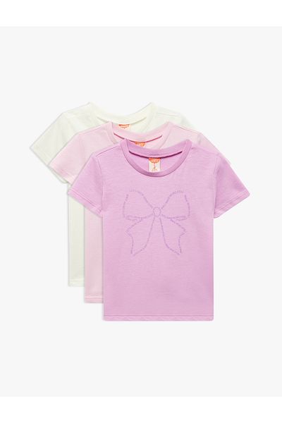 Koton Cotton 3 Pack Cherry and Bow Printed T-Shirt Set