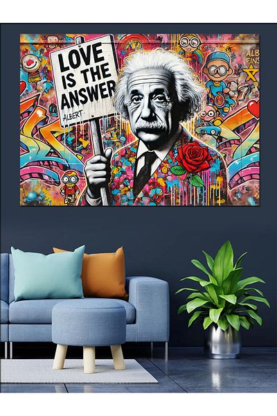 Tablomega Διακοσμητικός καμβάς Einstein And Love Message - Ξύλινος πίνακας MDF