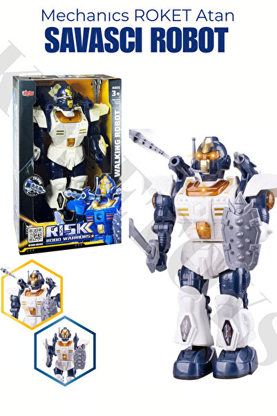 kosetoys Roket Atan Savaşçı Robot Mekanik Pilli Işıklı Hareketli