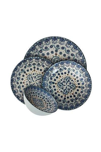Cesiro 24-piece plate set, 6 people - Ensemble Serenità Blu - Italian Porcelain Dinnerware Set