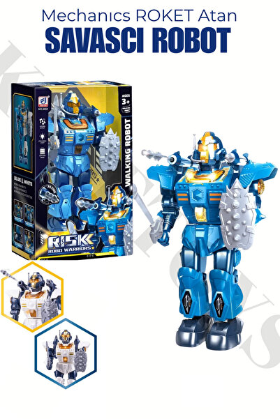 kosetoys Roket Atan Savaşçı Robot Mekanik Pilli Işıklı Hareketli