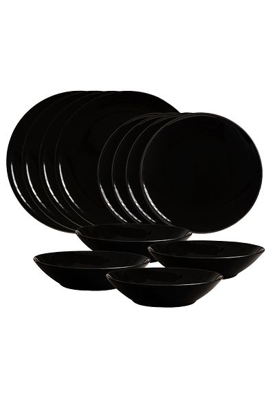 Cesiro 12-piece plate set, for 4 people, Abyss, Cesiro, Glossy Black
