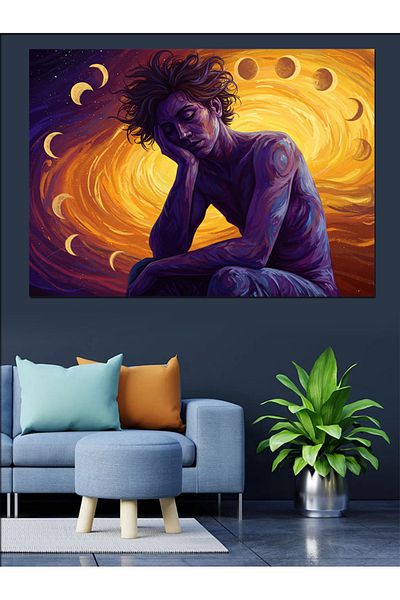 Tablomega Διακοσμητικός καμβάς Inside Flames Purple Man - Ξύλινος πίνακας MDF