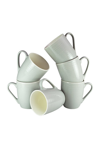 Cesiro Set of 6 mugs, grey lines pattern, 390 ml