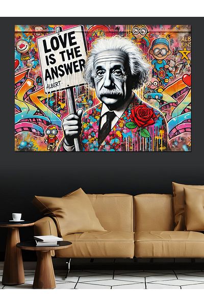 Tablomega Διακοσμητικός καμβάς Einstein And Love Message - Ξύλινος πίνακας MDF