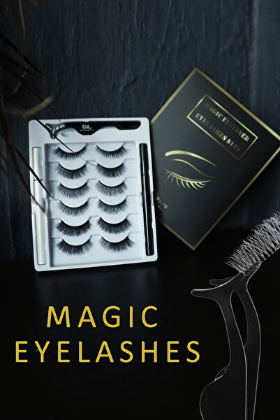 SEBURAM Suya Dayanıklı Eyeliner Yapıştırıcılı 6 Farklı Takma Kirpik Eyelash, Dolgun Takma Kirpik Seti