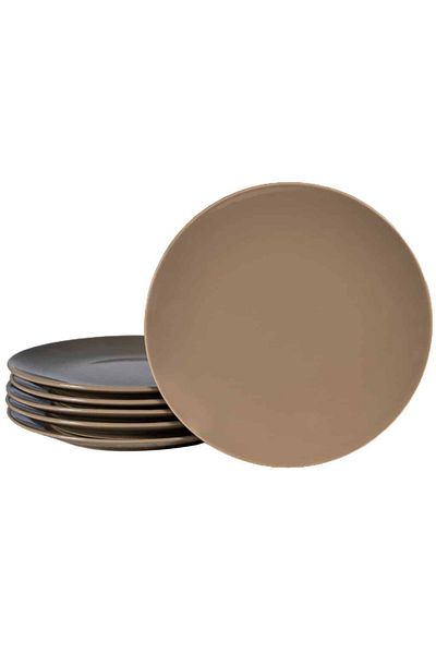 Cesiro Set of 6 dessert plates, brown, 20 cm