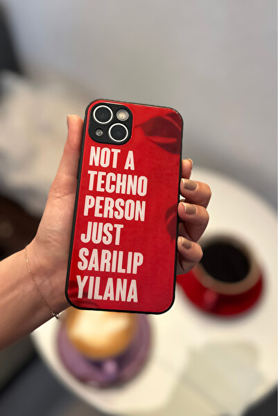 mooodcase iPhone 13 Uyumlu Techno Person Desenli Glossy Glass Parlak Tamperli Cam Telefon Kılıfı