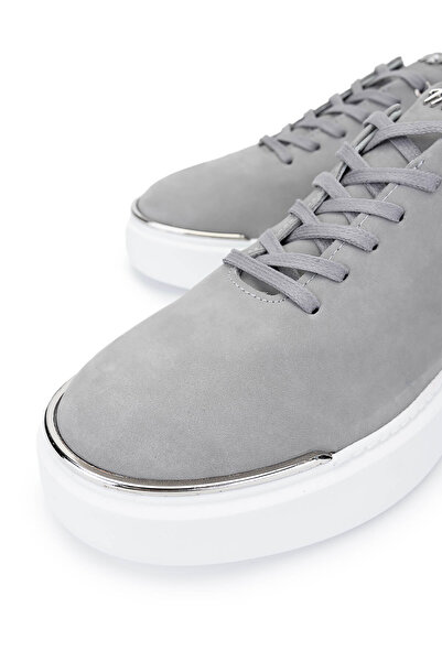 Tamer Tanca Men's Genuine Leather Gray Nubuck Sneakers & Sports Shoes