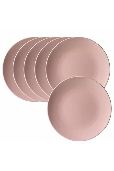 Cesiro Set of 6 dessert plates, Matte Pink, 20 cm