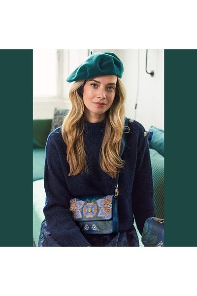 Pip Studio Geantă Fenna crossbody, Dark Blue, 19x6x16 cm, colecția Flores Felices, Pip Studio