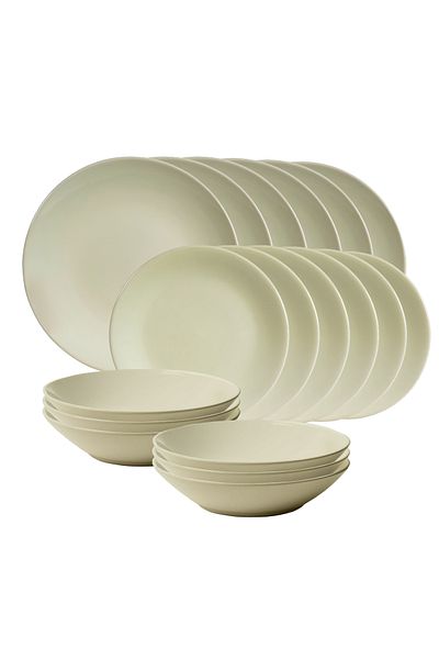 Cesiro 18-piece plate set, for 6 people, Milk Foam, Cesiro, Ivory white