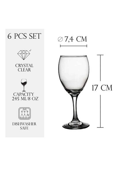 Cesiro Set of 6 glass stemmed glasses, 245 ml, Cesiro