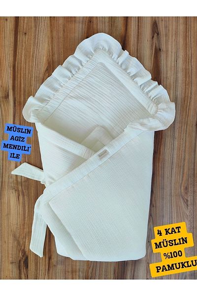 Tomuycuk 4 Layer Muslin Baby Blanket - 100% Cotton, Natural Organic, for Sleeping and Hospital Exit