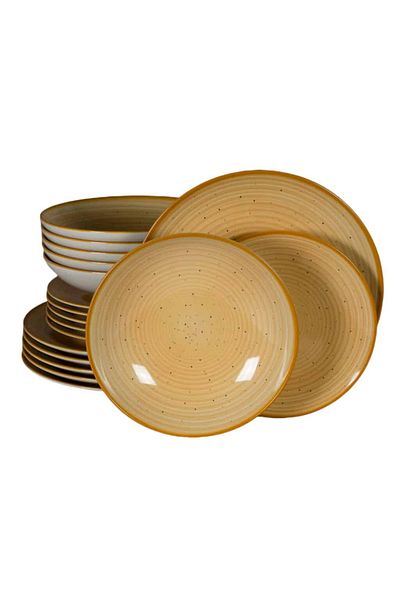 Cesiro 18-piece plate set, for 6 people, Sundown, Cesiro, Ivory White with Yellow