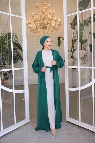 Nissra Ankanoor Σετ 2 τεμαχίων Abaya με σμαραγδένια και πράσινη γαρνιτούρα Anka255041