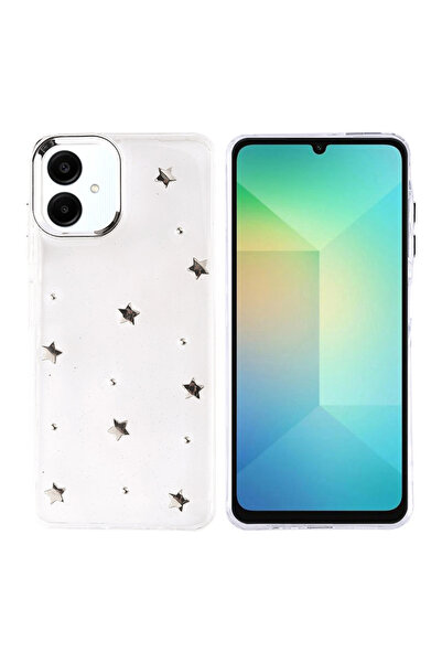 Ahlttiba غطاء متوافق لهاتف سامسونج جالاكسي A06 المحمول غطاء عمود شفاف فضي شفا...